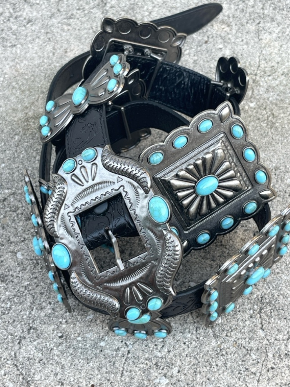 Turquoise Concho Western Belt by lucky and blessed brand